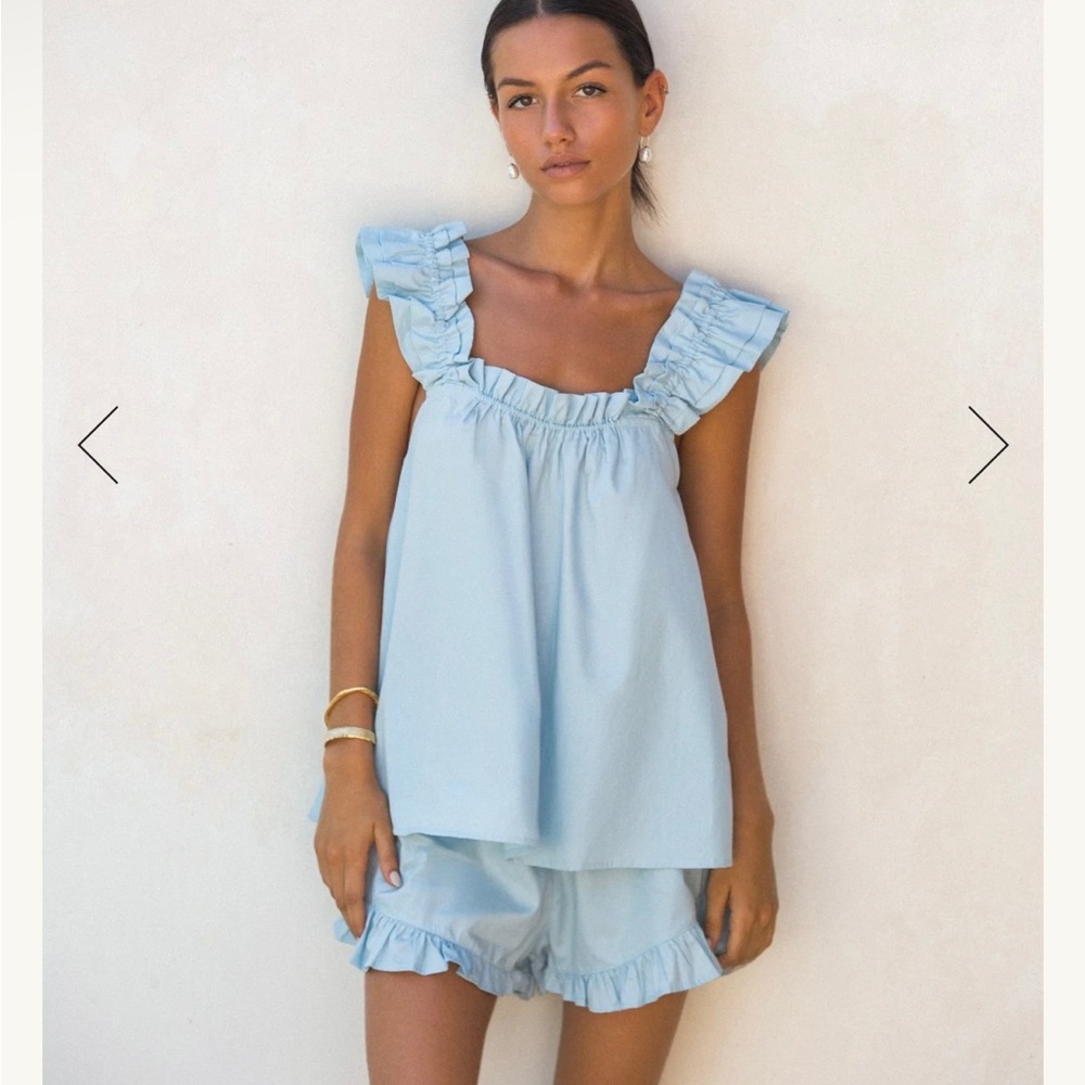 Piyama Nicolette Sleep Set - Cotton Lyocell Blend - Cloud Blue